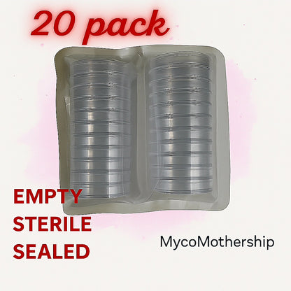 20-Pack Sterile 60mm Plastic Petri Dishes with Lids – Clear Plates for Lab Use & Science Projects